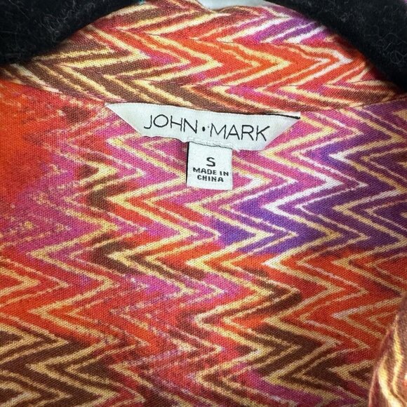 John Mark Geometric Colorful Button Down Blouse Fun Artsy Lightweight Small - Picture 4 of 8